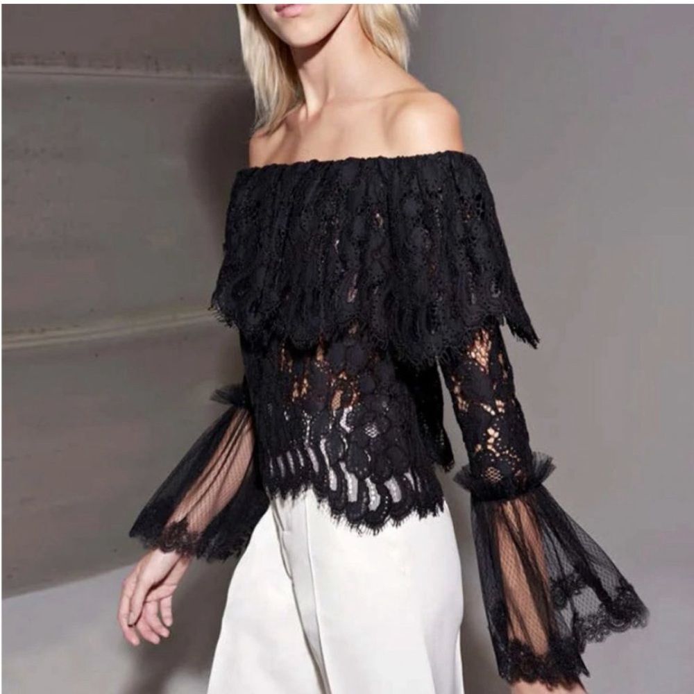 Alexis NEW Laurena Off the Shoulder Black Top Size XS